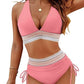🔥2026  💥Hoch taillierte Bikini-Sets mit Bauchkontrolle und Farbblock-Design👙