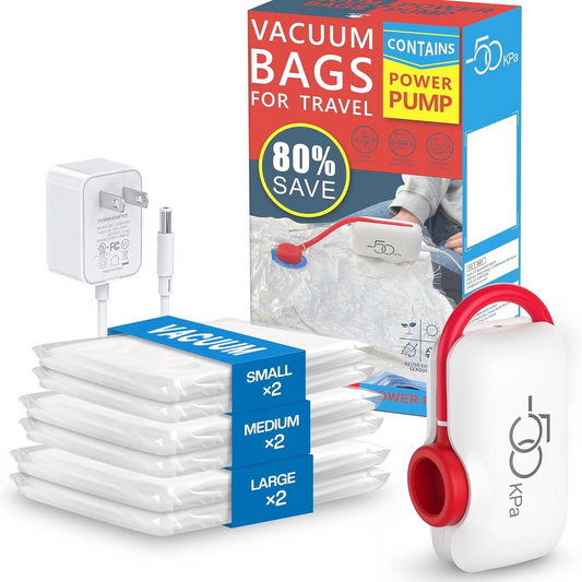 ⏳Durée limitée -50 %💥Lot de 6 sacs de compression sous vide électriques USB – Gagnez de la place, voyagez léger !