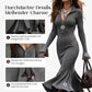 Damen Strickkleid mit Reißverschluss, Spitzenkragen, ausgestellten Ärmeln und Fishtail-Saum