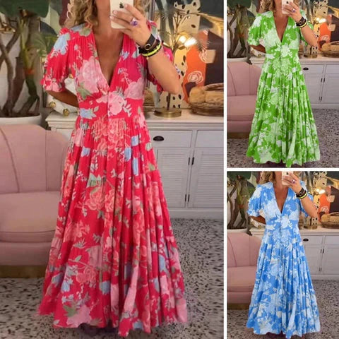 Hot Sale 50% OFF💃💃Comfortable V-neck Floral Loose Maxi dress with pockets