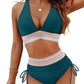 🔥2026  💥Hoch taillierte Bikini-Sets mit Bauchkontrolle und Farbblock-Design👙