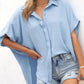 🔥Vente chaude 50% de réduction🔥Chemise décontractée à manches courtes et ourlet fendu pour femme, couleur unie