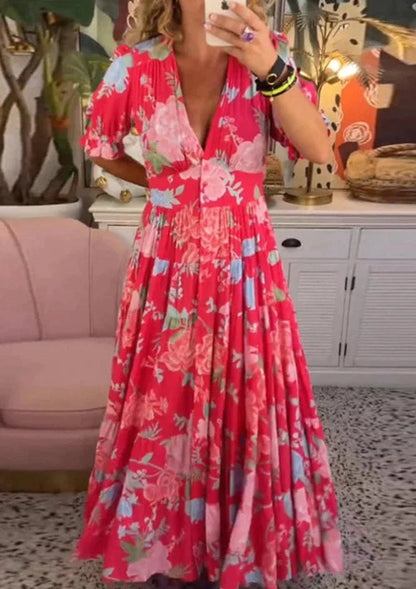 Hot Sale 50% OFF💃💃Comfortable V-neck Floral Loose Maxi dress with pockets