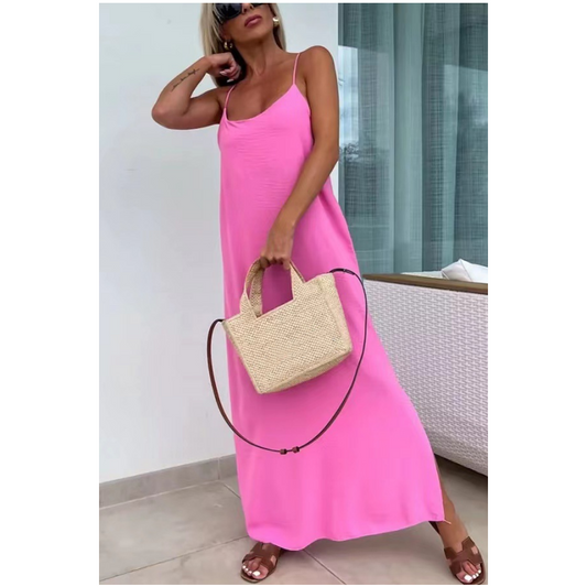 💕HOT SALE 50% OFF💕Loose-Fit Spaghetti Strap Maxi Dress with Side Slit