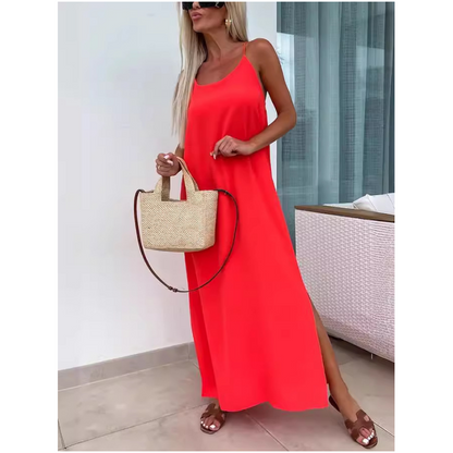 💕HOT SALE 50% OFF💕Loose-Fit Spaghetti Strap Maxi Dress with Side Slit