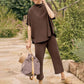 💫Vente chaude d'été💃Ensemble de pantalons larges à manches 3/4 pour femme 