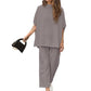 💫Vente chaude d'été💃Ensemble de pantalons larges à manches 3/4 pour femme 