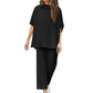 💫Vente chaude d'été💃Ensemble de pantalons larges à manches 3/4 pour femme 