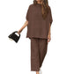 💫Vente chaude d'été💃Ensemble de pantalons larges à manches 3/4 pour femme 