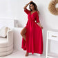 🔥 Vente chaude 55% de réduction 💯Robe élégante et sexy à col en V avec fente latérale pour femme