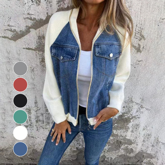 🔥Hot sale 53% off--Free shipping🔥New Fashion Women's Creative Denim Splicing Jacket