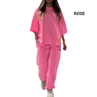 Damenmode Lockeres Freizeit-T-Shirt und Hosen-Set