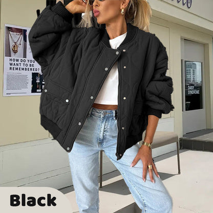 🔥Early Black Friday Sale:50% OFF🔥Solid Color Loose Thick Warm Bomber Jacket