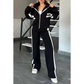 🎁Ensemble deux pièces pour femme :✨ Veste rayée 2 pièces avec fermeture éclair et pantalon décontracté🌸