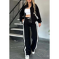 🎁Ensemble deux pièces pour femme :✨ Veste rayée 2 pièces avec fermeture éclair et pantalon décontracté🌸