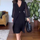 🥰👗Nouvelle année, nouveaux vêtements🥰Robe élégante en maille à col en V et manches longues lanterne pour femme