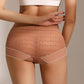 Culotte taille haute confortable et respirante en dentelle sans coutures