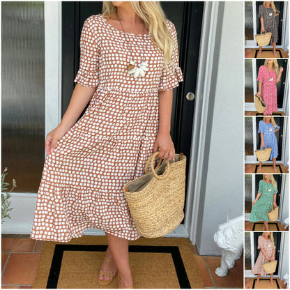 🎁 Que dois-je porter demain ? 🎁💥 Robe midi à col rond et imprimé à pois