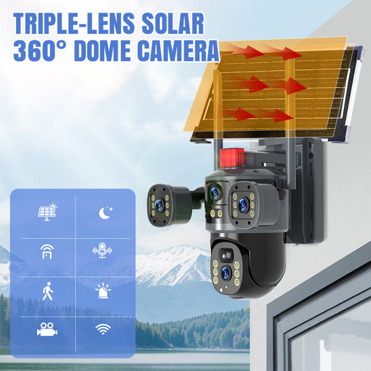 💥Nouvelle offre spéciale 2025🎥 Caméra dôme solaire avec trois objectifs et résolution 360°✈️ Livraison gratuite