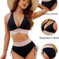 💃Urlaubsangebot 50 % RABATT💃Bikini-Sets mit hoher Taille und Bauchkontrolle in Farbblock-Optik