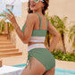 💃Urlaubsangebot 50 % RABATT💃Bikini-Sets mit hoher Taille und Bauchkontrolle in Farbblock-Optik