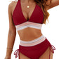 💃Urlaubsangebot 50 % RABATT💃Bikini-Sets mit hoher Taille und Bauchkontrolle in Farbblock-Optik