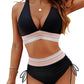 💃Urlaubsangebot 50 % RABATT💃Bikini-Sets mit hoher Taille und Bauchkontrolle in Farbblock-Optik
