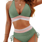 💃Urlaubsangebot 50 % RABATT💃Bikini-Sets mit hoher Taille und Bauchkontrolle in Farbblock-Optik