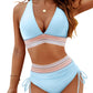 💃Urlaubsangebot 50 % RABATT💃Bikini-Sets mit hoher Taille und Bauchkontrolle in Farbblock-Optik