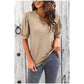 T-shirt élégant à manches courtes bouffantes et col en V pour femme