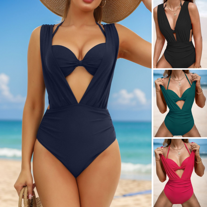 🩱Summer Explosion☀️ Ensemble de maillot de bain deux pièces pour femme avec nœud de couleur unie