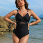👙 Heißer Verkauf 50 % Rabatt🩱 Einteiliger Badeanzug mit Metalldekor-Netz-Patchwork