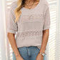 🌺Élégant. Respirant. Polyvalent – votre favori de l'été pour toutes les occasions. 🌷Pull femme à manches courtes et col rond, effet ajouré et crocheté.