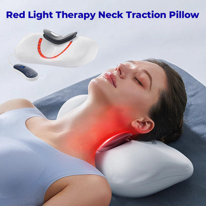 Oreiller de traction cervicale à luminothérapie rouge, élastique, apaisant, stimulant