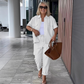 ☀️Ensemble chemise à manches courtes et pantalon ample en coton et lin🩳