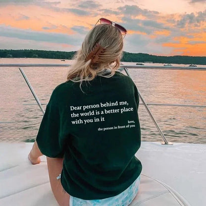 💥2025 Neues Unisex-T-Shirt „Liebe Person hinter mir“ in Übergröße