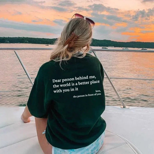 💥2025 Neues Unisex-T-Shirt „Liebe Person hinter mir“ in Übergröße