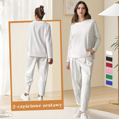 🔥Offre été🔥 Ensemble 2 pièces avec haut à manches longues et pantalon col rond