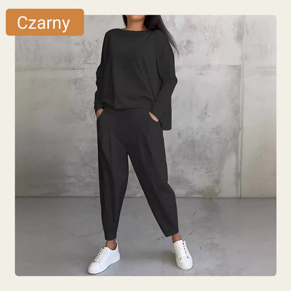 🔥Sommerangebot🔥 2-teiliges Set aus langärmligem Oberteil und Hose mit Rundhalsausschnitt