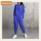 🔥Offre été🔥 Ensemble 2 pièces avec haut à manches longues et pantalon col rond
