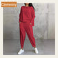 🔥Offre été🔥 Ensemble 2 pièces avec haut à manches longues et pantalon col rond