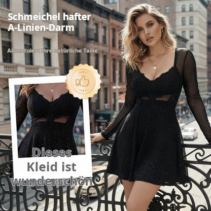 Neujahrsangebot 55% Sternennacht-Glitzer-Party-Kleid mit Spitzenoberteil