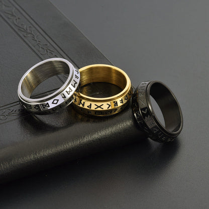 ✨🎅Weihnachtsangebote – Nur für kurze Zeit!⏰Titanium Steel Viking Rune Rotating Ring
