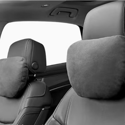 Premium Komfort Autokopfstützenkissen | Weiche Veloursleder-Oberfläche 🧶 + Warme Perlen-Bio-Faser-Füllung ✨ - Ideal für Winter ❄️