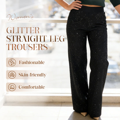Hoch taillierte Glitzer-Hosen mit geradem Bein