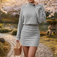 Damen Strick Bodycon Kleid