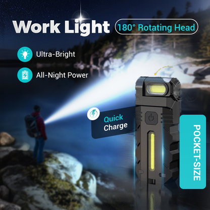 💎 54 % RABATT! 💎 180° drehbare LED-Arbeitsleuchte – Zweistrahler, Magnetfuß und USB-C-Ladeanschluss
