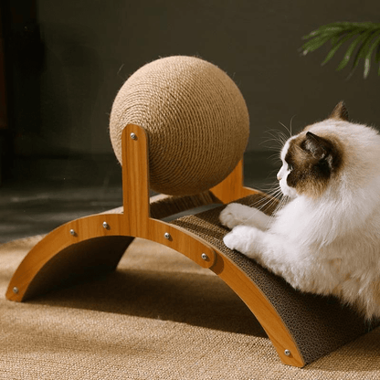🐱 50% RABATT! 🧶 Natürlicher Sisal-Kratzball mit Kartonunterlage – Befriedigt den Kratztrieb, Schont Möbel & Für jede Katze 🎉