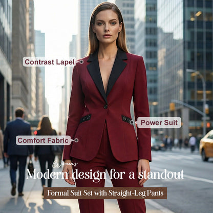 Modern Formal Suit Set with Straight-Leg Pants