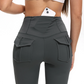 High-Waist Stretch Flare Pants with Pockets